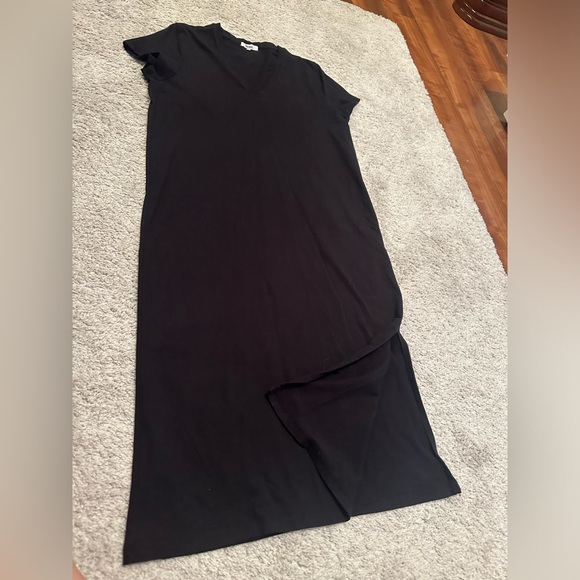 Noul (Oak and Fort brand) Cotton V-Neck T-Shirt Dress w Side Slit - Black Size S - Picture 4 of 7